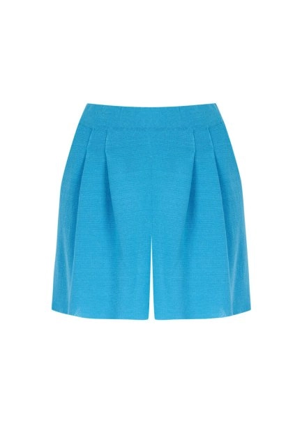 Linen Pleated Sky Knit Shorts - 7