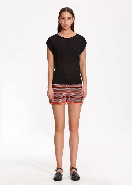 Linen Sleeveless Black Knit Top - 2