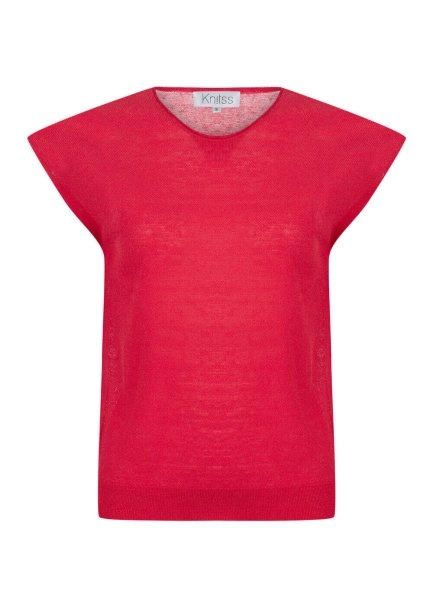 Linen Sleeveless Coral Knit Top - 8