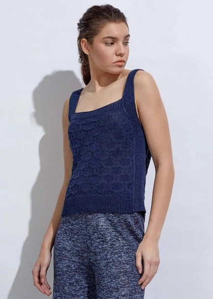 Lınen Sleeveless Ocean Knıt Top - 2