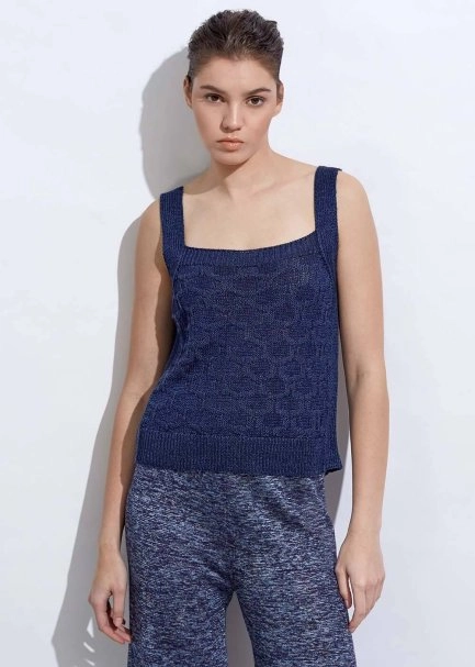 Lınen Sleeveless Ocean Knıt Top - 6