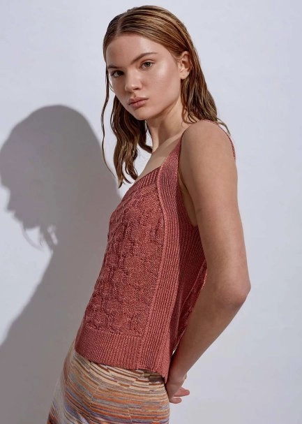 Lınen Sleeveless Peony Knıt Top - 3