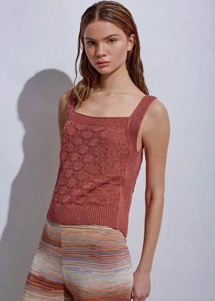 Lınen Sleeveless Peony Knıt Top - 4