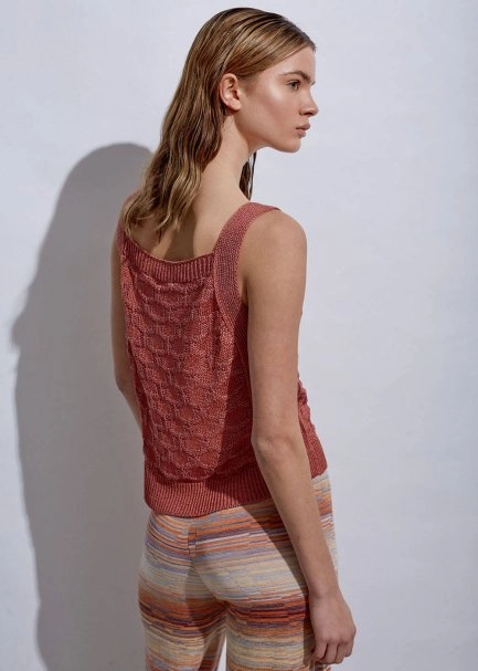 Lınen Sleeveless Peony Knıt Top - 7