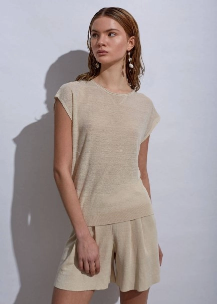 Linen Sleeveless Sand Knit Top - 5