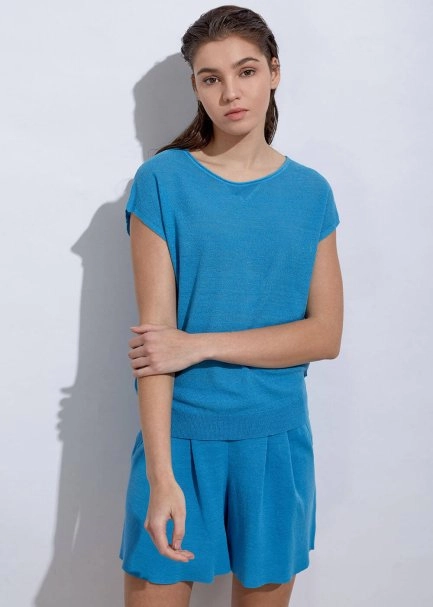 Linen Sleeveless Sky Knit Top - 3