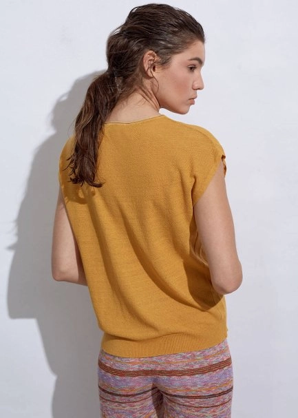 Linen Sleeveless Sundial Knit Top - 6