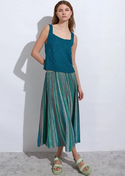 Lınen Sleeveless Verdigris Knıt Top - 3