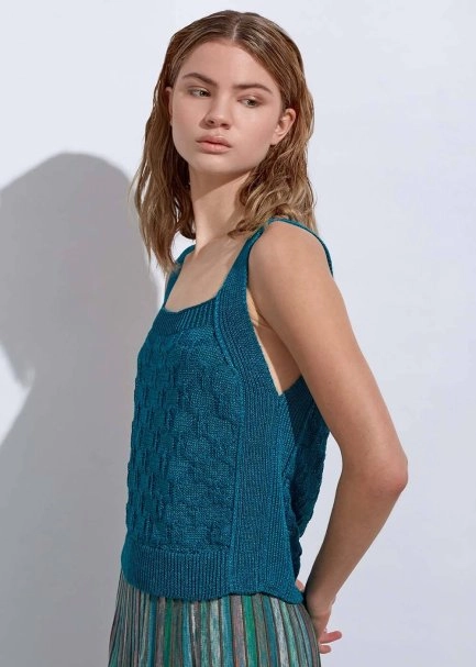 Lınen Sleeveless Verdigris Knıt Top - 6