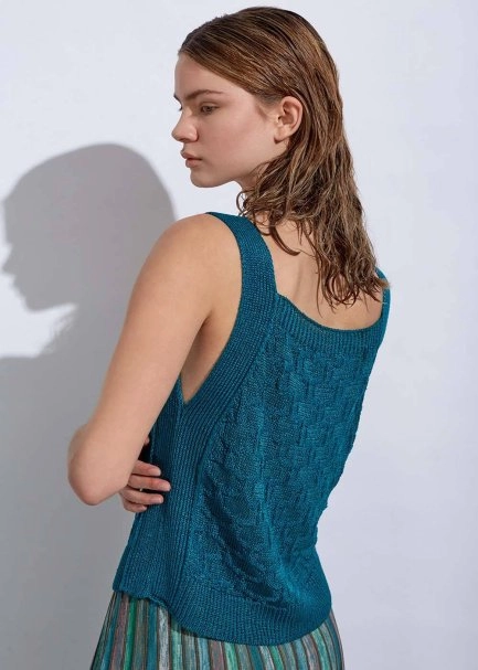 Lınen Sleeveless Verdigris Knıt Top - 7