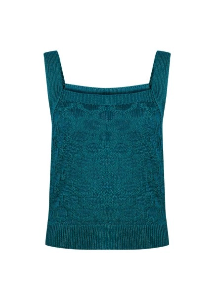 Lınen Sleeveless Verdigris Knıt Top - 8