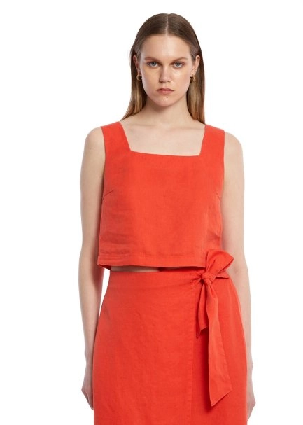 LOBSTER LINEN CROP TOP - 1