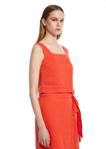 LOBSTER LINEN CROP TOP - 3