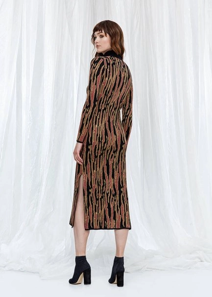 Long Sleeve Turtleneck Long Knit Dress - 4