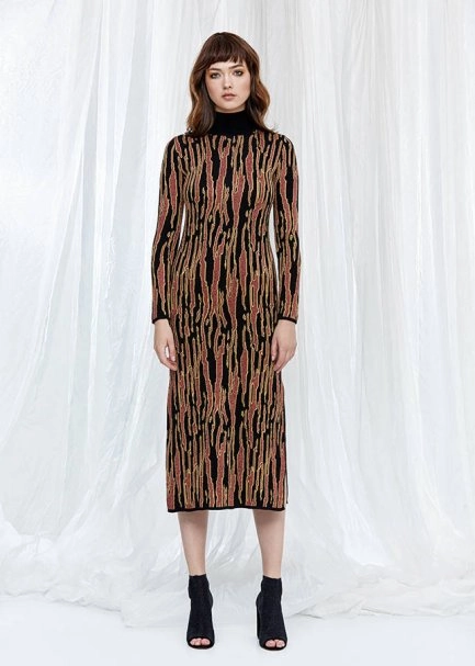 Long Sleeve Turtleneck Long Knit Dress - 2