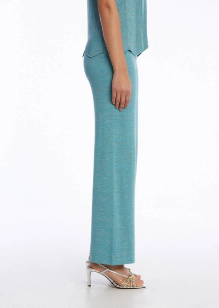 Loose Fit Aquamarıne Knit Pants - 4