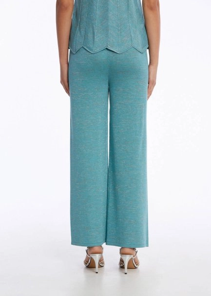 Loose Fit Aquamarıne Knit Pants - 5