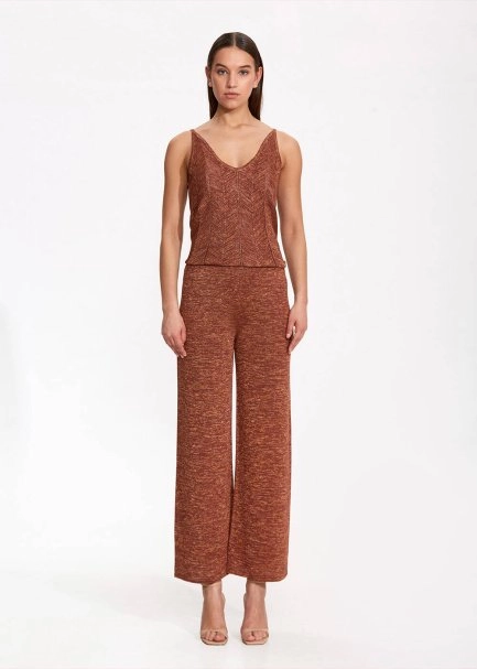 Loose Fit Bronze Knit Pants - 1