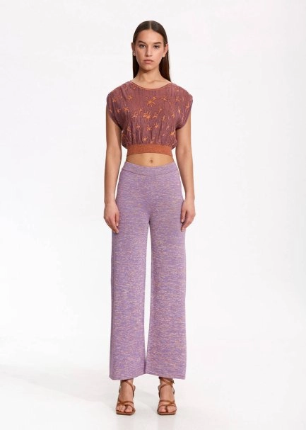 Loose Fit Lavander Knit Pants - 1