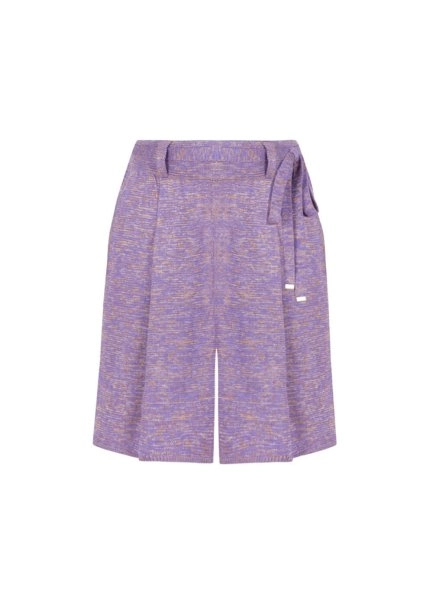 Loose Fıt Pleated Lavender Knıt Shorts - 8