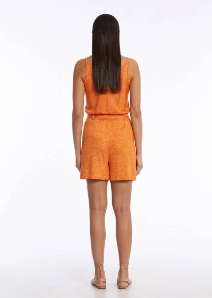 Loose Fıt Pleated Mandarin Knıt Shorts - 5