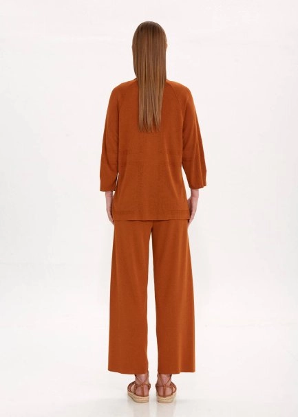 Loose Fit Terracotta Knit Tunic - 5