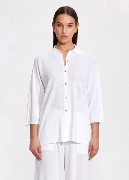 Loose Fit White Knit Tunic - 1