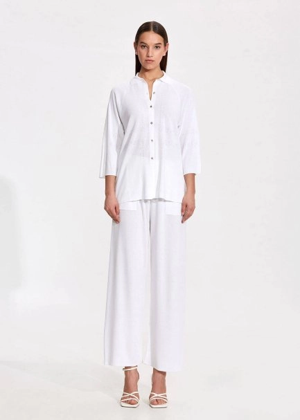 Loose Fit White Knit Tunic - 2