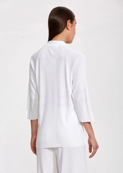 Loose Fit White Knit Tunic - 5