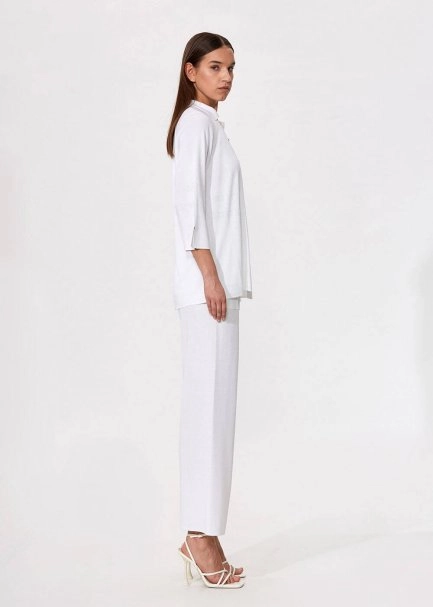 Loose Fit White Knit Tunic - 4