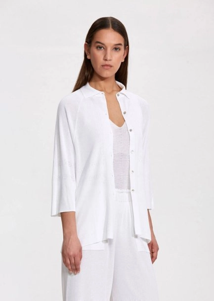 Loose Fit White Knit Tunic - 3