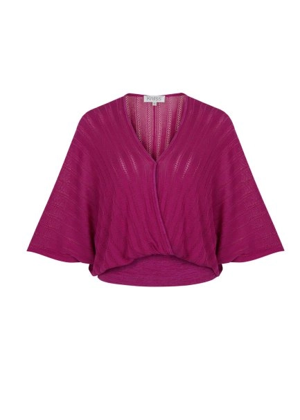 Loose Fit Wrap Fuchsia Knit Top - 8