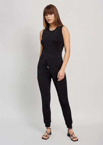 Lurex Siyah Trıko Pantolon - 2