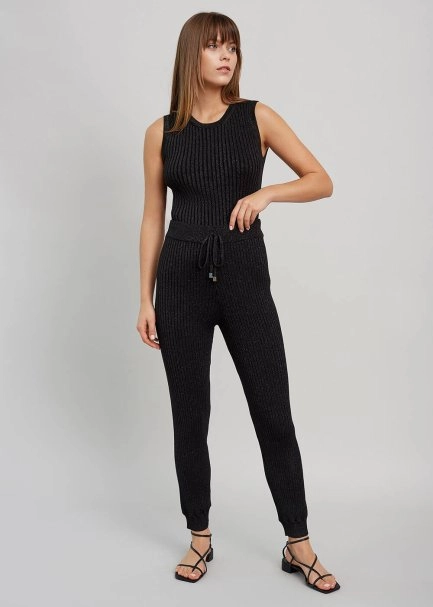 Lurex Siyah Trıko Pantolon - 5