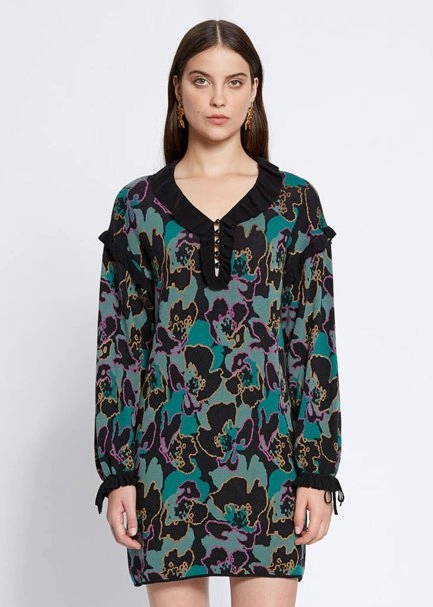 MAGNOLIA PATTERN MINI KNIT DRESS - 1