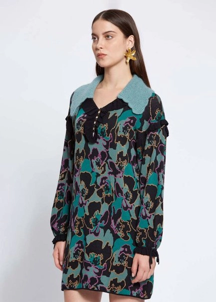 MAGNOLIA PATTERN MINI KNIT DRESS - 3