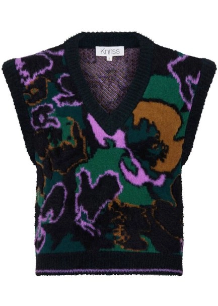 MAGNOLIA PATTERNED OVERSIZE KNIT VEST - 6