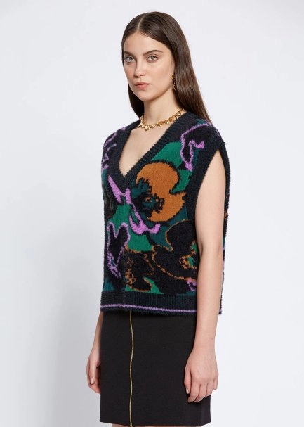 MAGNOLIA PATTERNED OVERSIZE KNIT VEST - 3