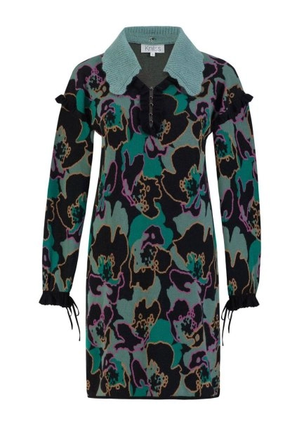 Manolya Desenli Mini Triko Elbise - 6