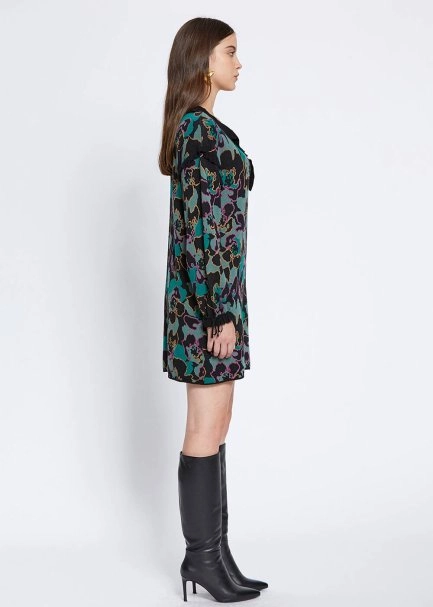 Manolya Desenli Mini Triko Elbise - 4