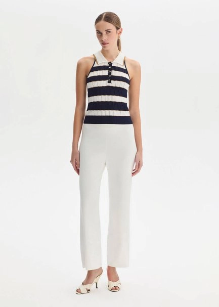 MARIN GOLD STRIPE POLO NECK KNIT TOP - 2