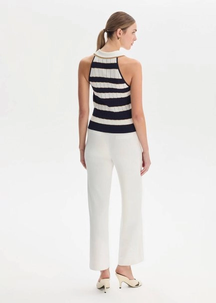 MARIN GOLD STRIPE POLO NECK KNIT TOP - 5