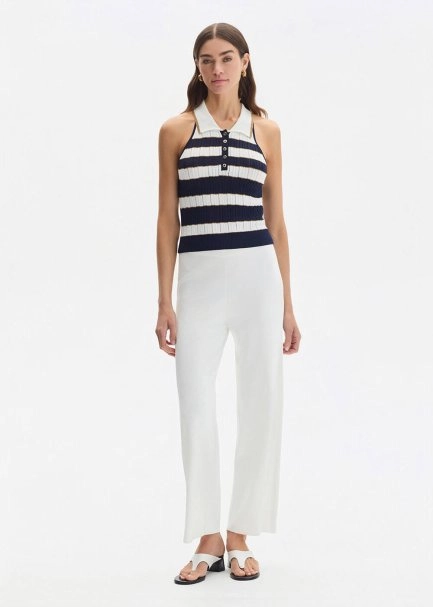 MARIN GOLD STRIPE POLO NECK KNIT TOP - 1