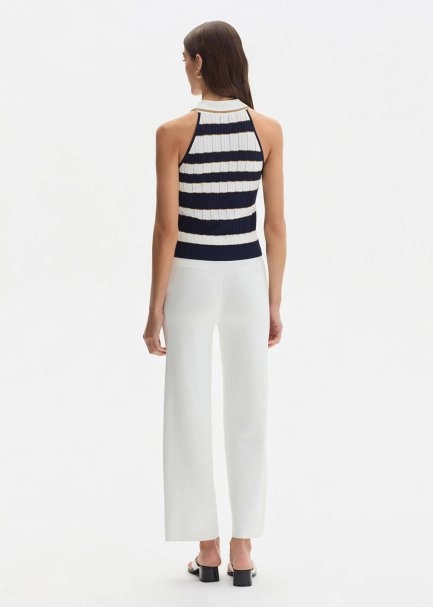 MARIN GOLD STRIPE POLO NECK KNIT TOP - 5