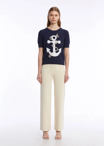 MARINE EMBROIDERED ORGANIC COTTON KNIT TOP - 2