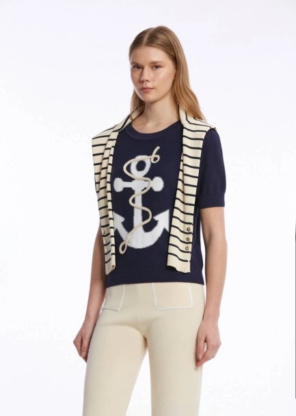 MARINE EMBROIDERED ORGANIC COTTON KNIT TOP - 3