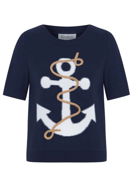 MARINE EMBROIDERED ORGANIC COTTON KNIT TOP - 6