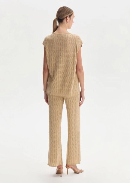 MELON SHIMMERY LINEN BLEND KNIT PANTS - 5