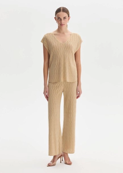 MELON SHIMMERY LINEN BLEND KNIT TOP - 2