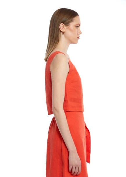 Mercan Keten Crop Üst - 4